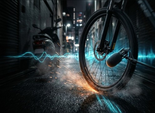 Bicycle brake rub sound for a street POV ride