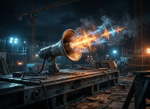 Bullhorn SFX used on a construction site with machinery noise