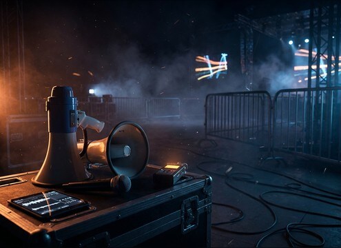 Clean bullhorn announcement sound for event staff at a venue