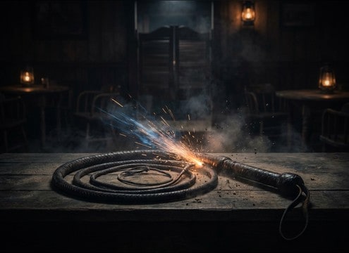Bullwhip crack accent used as a western stinger hit