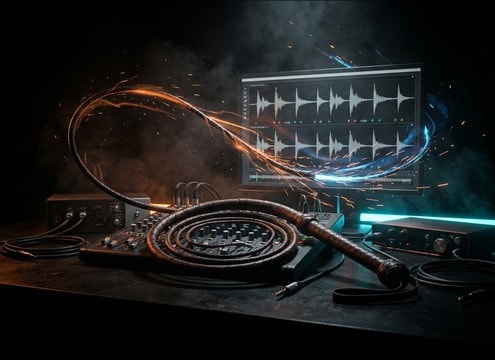 Bullwhip item sound effect variations for a game