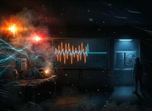 Escape room with flashing lights and loopable alarm ambience