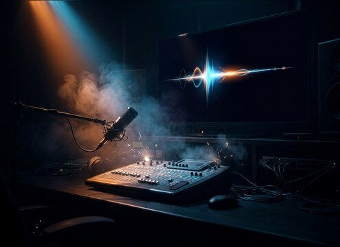 Editor placing a short burp sound on a comedy timeline