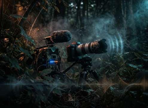 Wildlife scene with subtle camera shutter sound