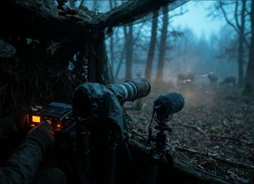 Wildlife filming with quiet camera shutter sounds