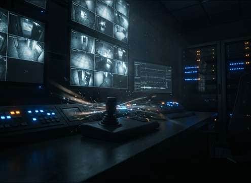 Security camera zoom motor sound for surveillance scene