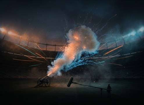 Outdoor cannon salute sound for stadium celebration moment