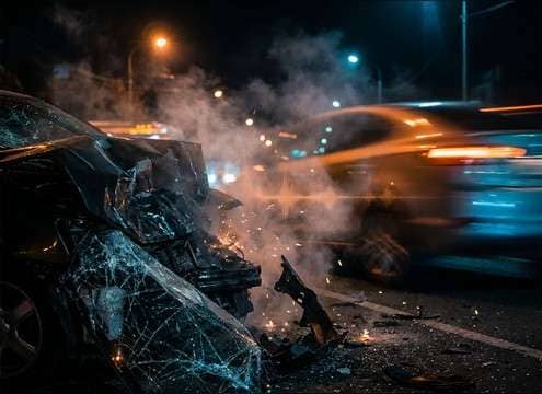 Editor syncing a car crash impact sound to a video cut