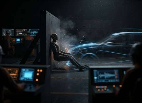 Safety training video using a realistic minor crash sound