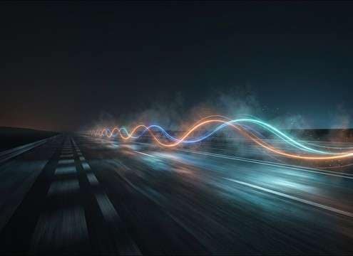 Route animation supported by a steady highway driving ambience