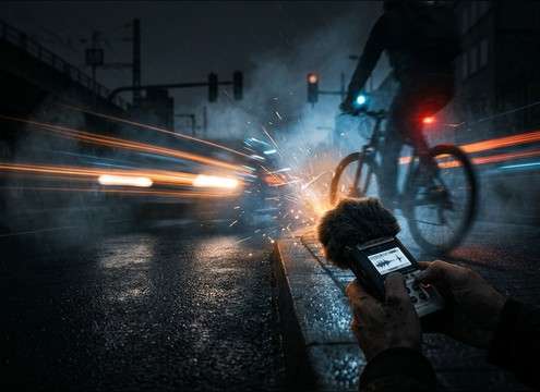 Sharp car horn beep for a near-miss moment