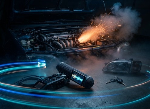 Cold start car engine sound effect for a montage edit