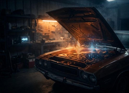 Car motor idle sound for a garage repair tutorial