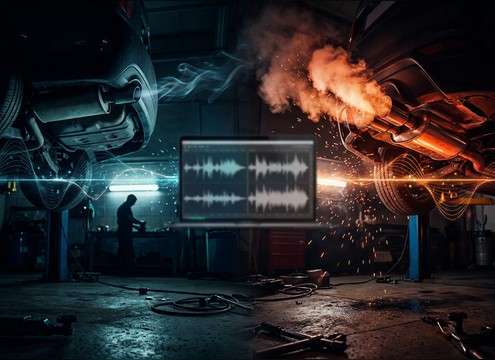 Comparison of stock versus modified exhaust car rev sounds