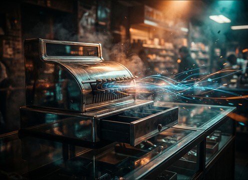 Cash register cha-ching sound for retail scene transition