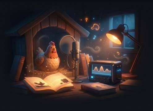Kids story narration with gentle chicken clucking in the background