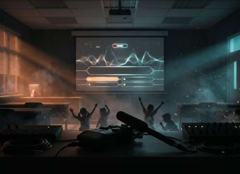 Children cheering sound for a classroom quiz winner scene