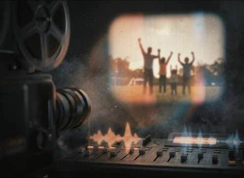 Distant kids cheering sound effect for a family memory scene