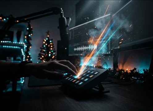 Live stream overlay using short Christmas alert sound effects