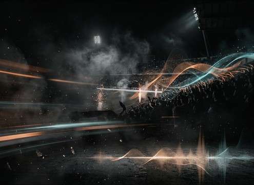 Stadium moment enhanced by crowd claps in audio