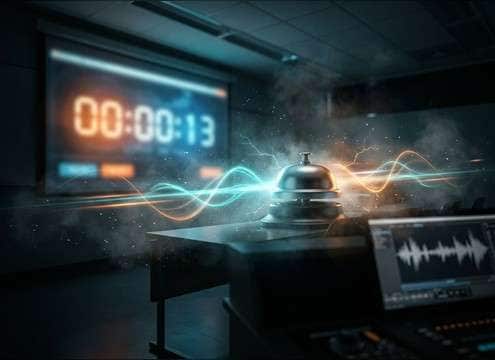 Quiz timer ending with a clean classroom bell
