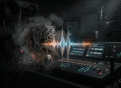 Clock ticking sound effect used to build suspense in a thriller scene