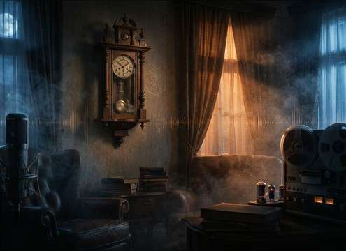 Wall clock ticking with room tone for a vintage interior scene