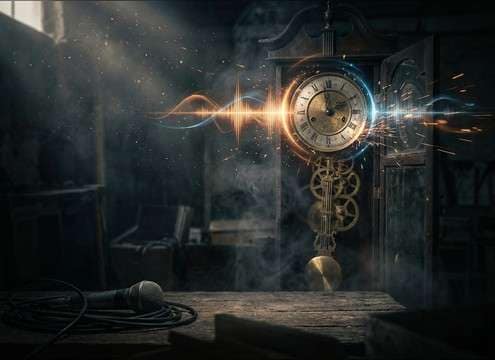 Hour strike clock sound effect used as an audio drama transition