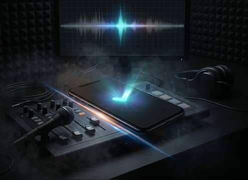 UI save confirmation correct sound effect on a phone screen
