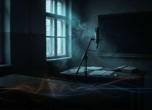 Classroom scene with a student coughing off camera