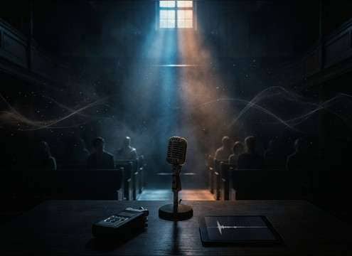 Silent audience moment punctuated by a single cough