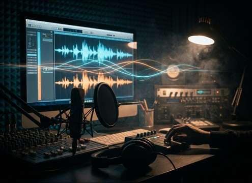 Audio drama session with cough and breathing tracks