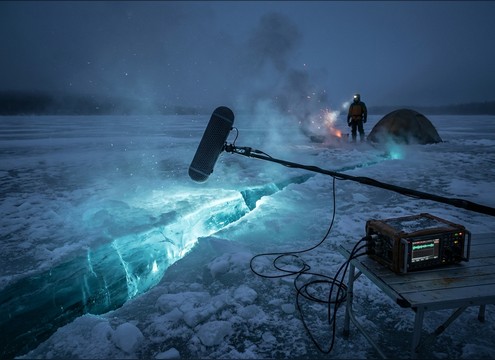 Ice sheet crack sound for a frozen lake scene