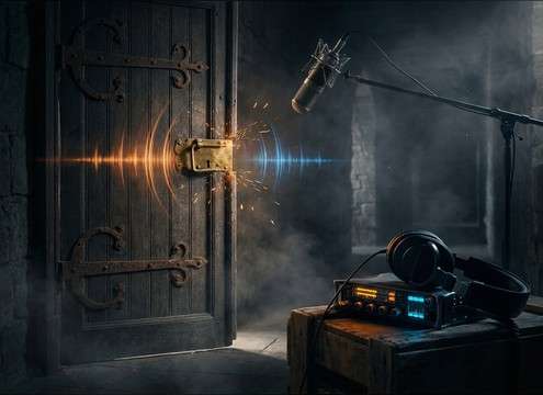 Heavy old door creak foley for a period film doorway