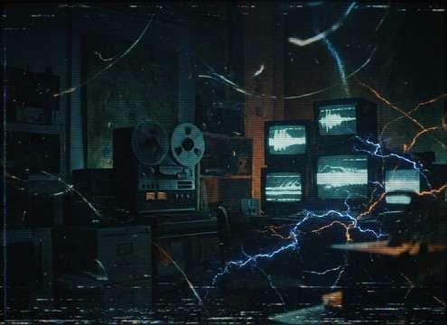 Found footage clip with analog glitch and noisy texture