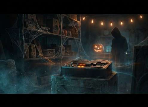 Halloween store ambience playlist with looping haunted corridor sound