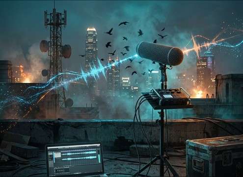 Crow sound effect for an urban rooftop scene