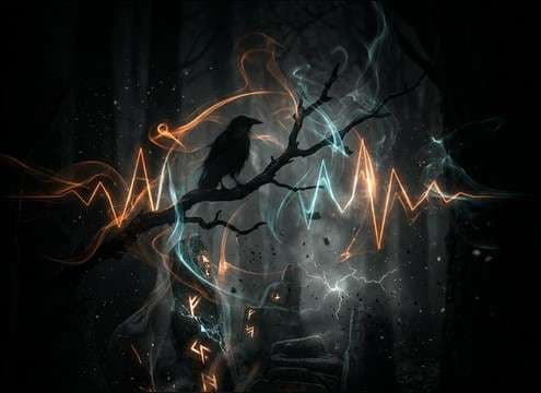 Ominous crow call timed to a fantasy omen scene
