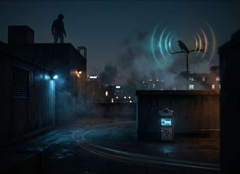 Distant crow ambience used as a stealth game cue