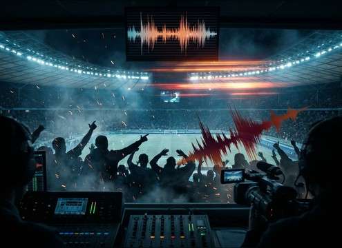 Crowd booing sound for sports broadcast replay and commentary