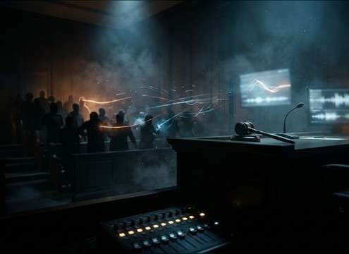 Indoor audience booing sound for courtroom gallery scene