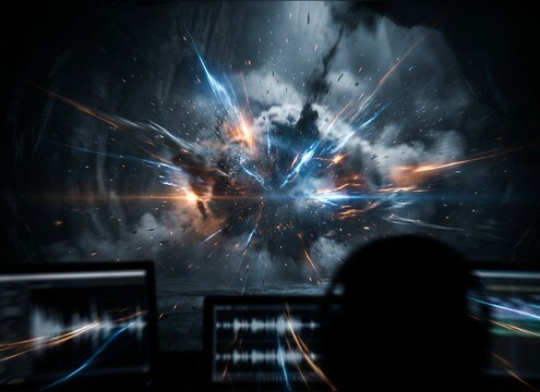 crowd gasp sound effect timed to a trailer reveal cut