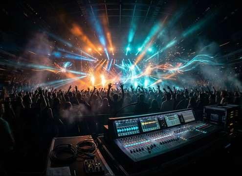 Concert intro using wide stereo crowd screaming