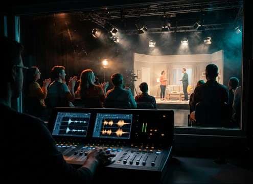 Studio audience crowd reaction sound for a sitcom cut