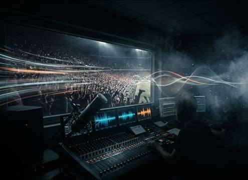 Sports crowd ambience bed for broadcast transitions