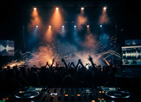 Audience yelling and chanting sound for a live performance scene