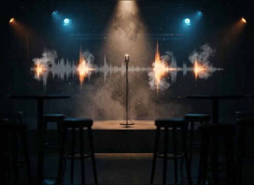 Crowd heckling yell sound effect for a comedy club bit