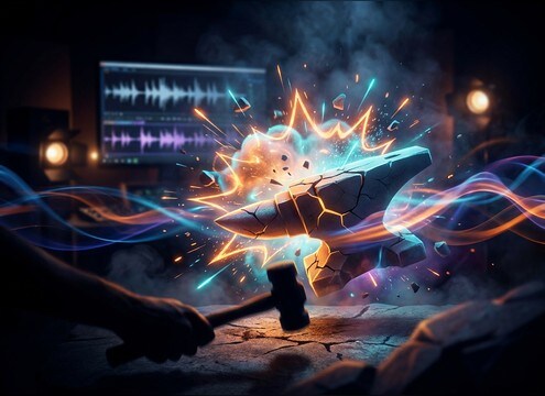 Cartoon scene needing exaggerated crunchy impact