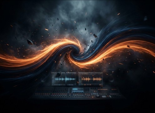 Cymbal swell sound effect used for a trailer title transition
