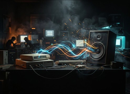 Dial-up internet sound effect used in a parody commercial